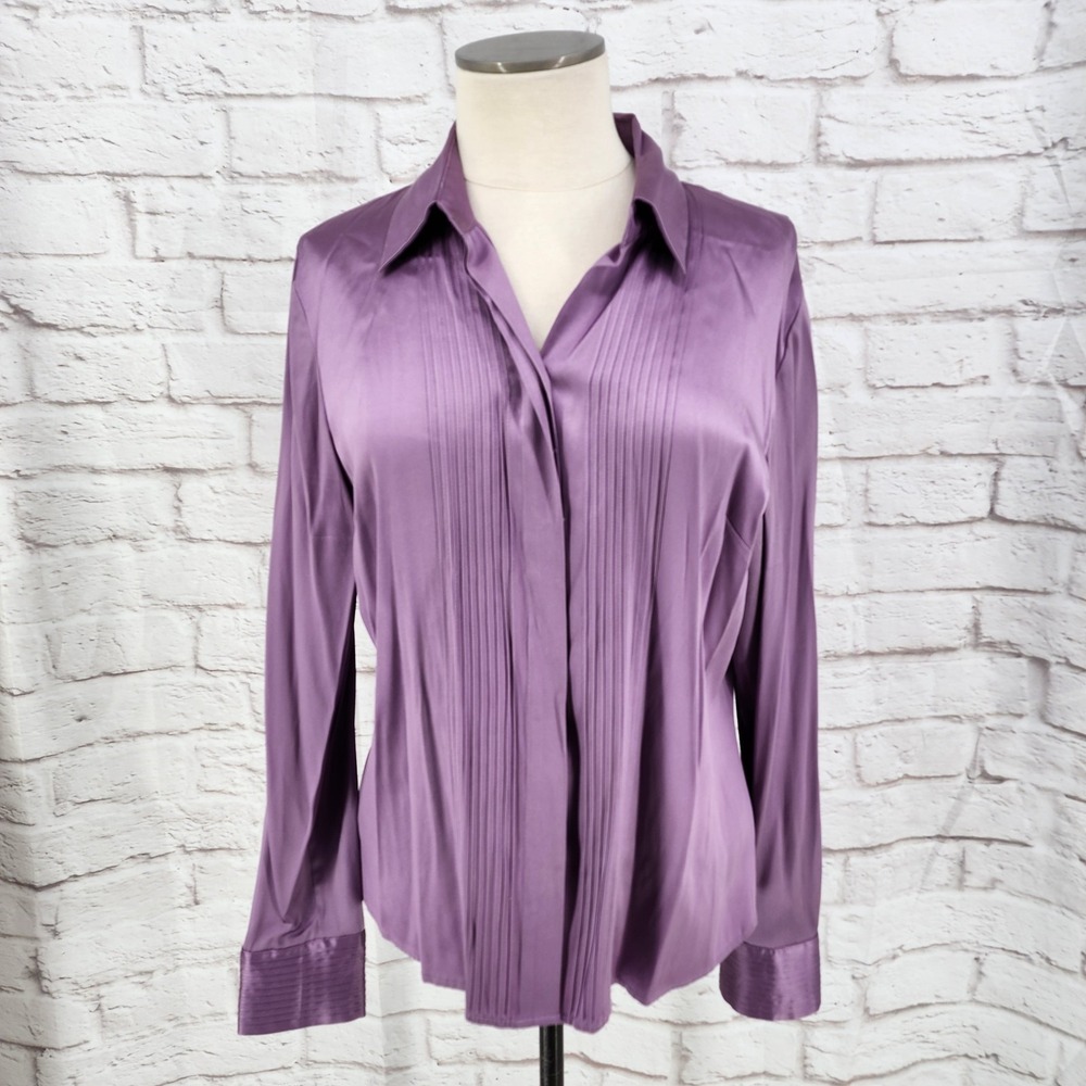 Vintage Y2K Silk Button Top Pleated Career Office Vixen Baddie Size 12 Large